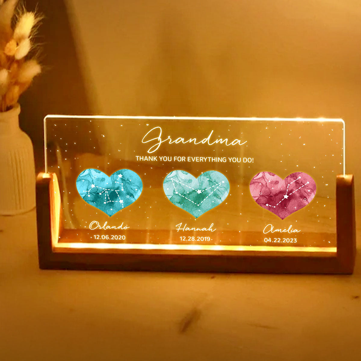 Birthstone Constellations Personalized U-Base Acrylic LED Night Light, Valentine's Day Gift, Grandparents Day Gift, Gift for Her, Mom Gift, For Grandma