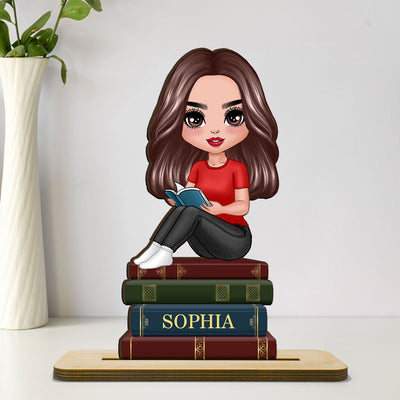Gift For Book Lover Book Worm Custom Personalized Standing Wooden Plaque