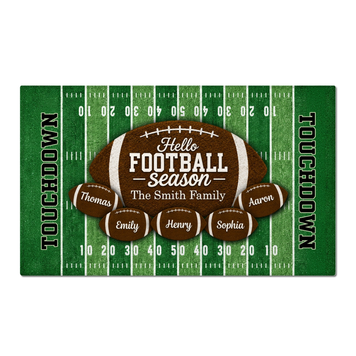 Hello Football Season Custom Family Names - Personalized Doormat - Football Season Decor For Family
