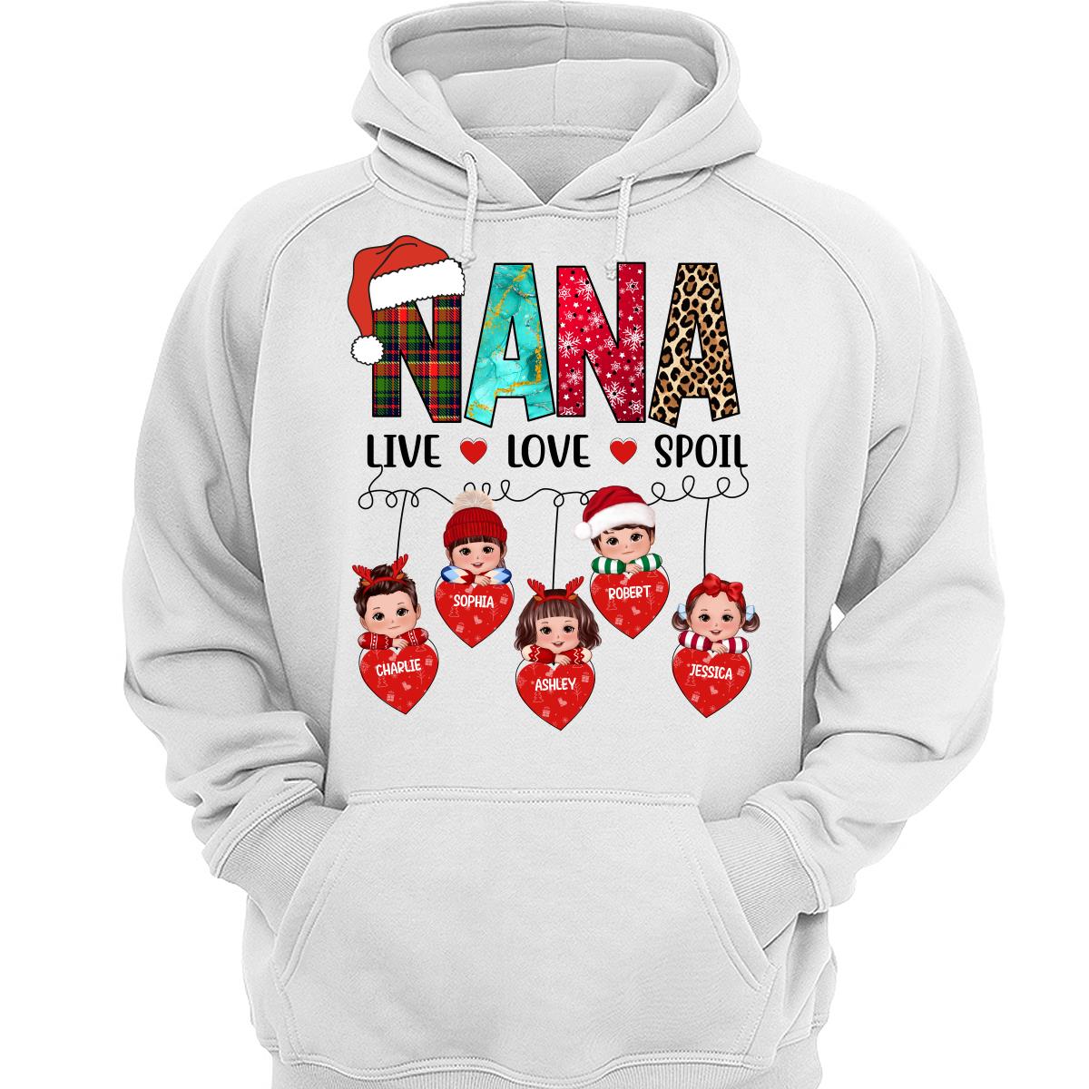 Grandma Live Love Spoil Personalized Christmas Sweatshirt Hoodie