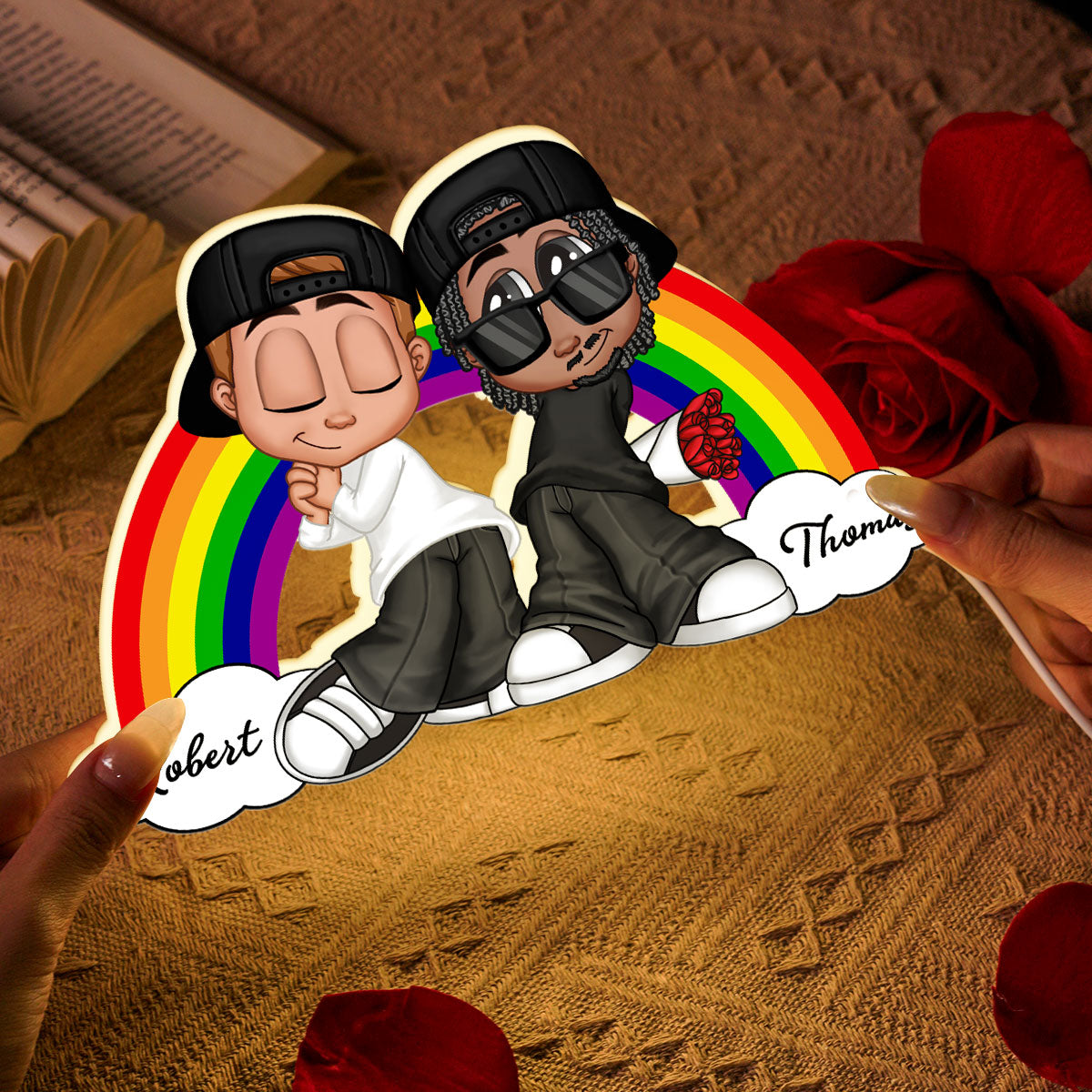 Y2K Couple LGBT Rainbow Personalized Light Box, Gift for Him for Her, Pride Month