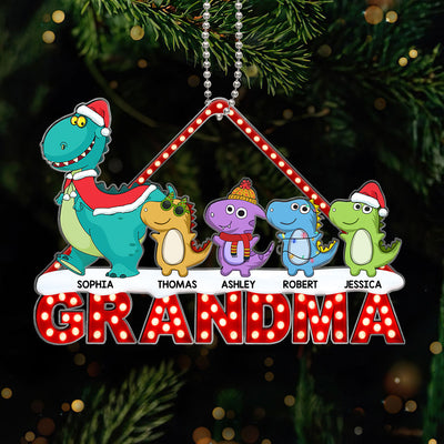 Grandmasaurus Grandma And Grandkids Personalized Acrylic Ornament