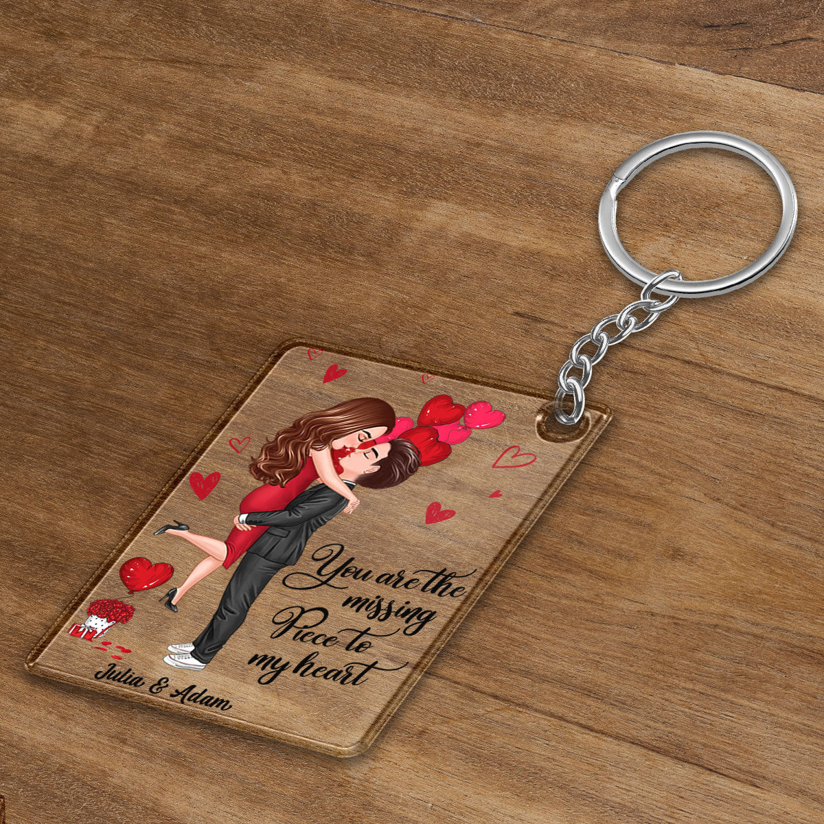 Couple Hugging Kissing Balloon The Missing Piece Together Since Personalized Acrylic Keychain
