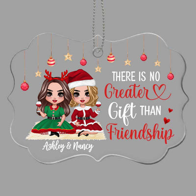 Christmas Doll Besties Sisters Sitting Personalized Acrylic Ornament