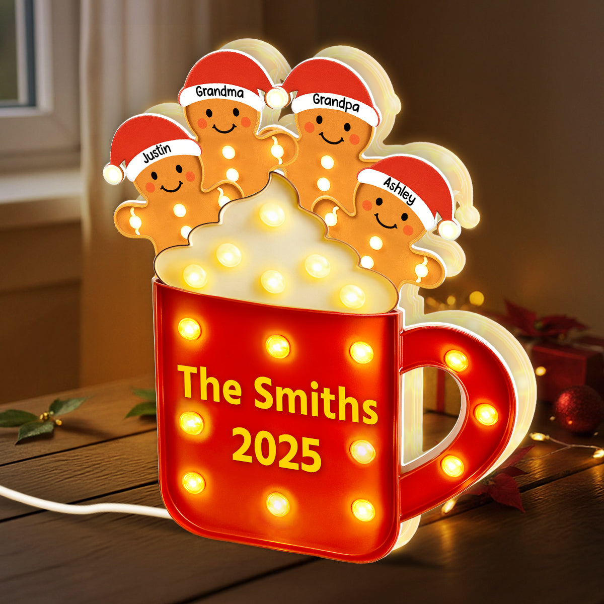 Personalized Gingerbread Christmas LED Light Box 2025
