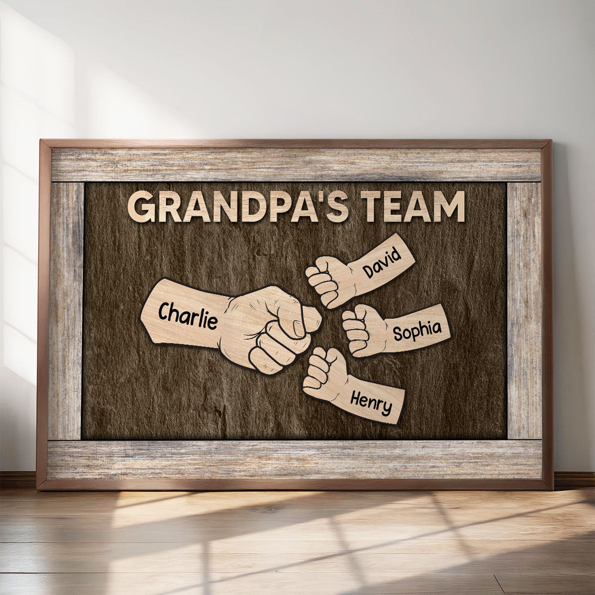 Dad Grandpa Fist Bump Rustic Vintage Personalized Poster| Coolest Father's Day Gift For Dad, Grandpa