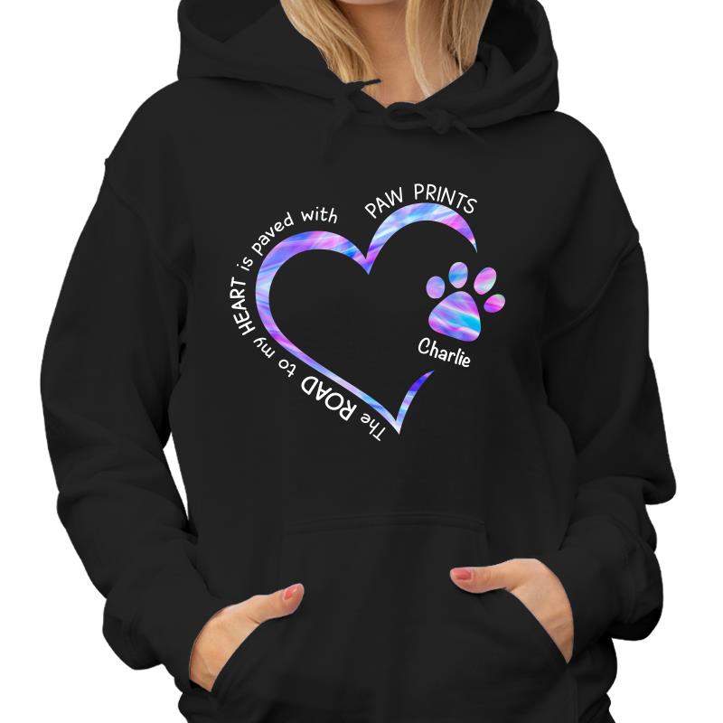 Road Paved With Paw Prints Colorful Personalized Hoodie Sweatshirt