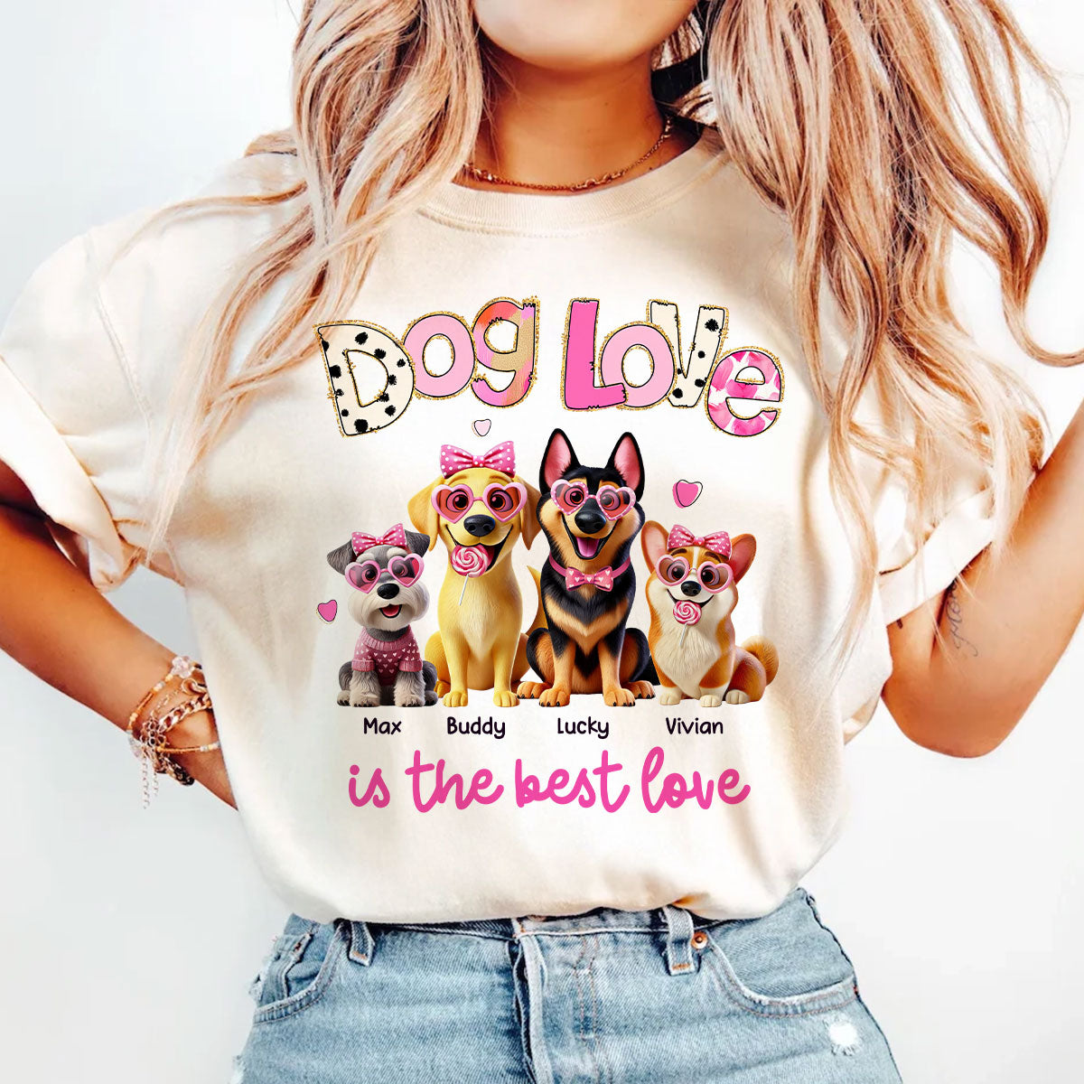 Dog Love Is The Best Love Personalized Shirt, Gift For Dog Mom