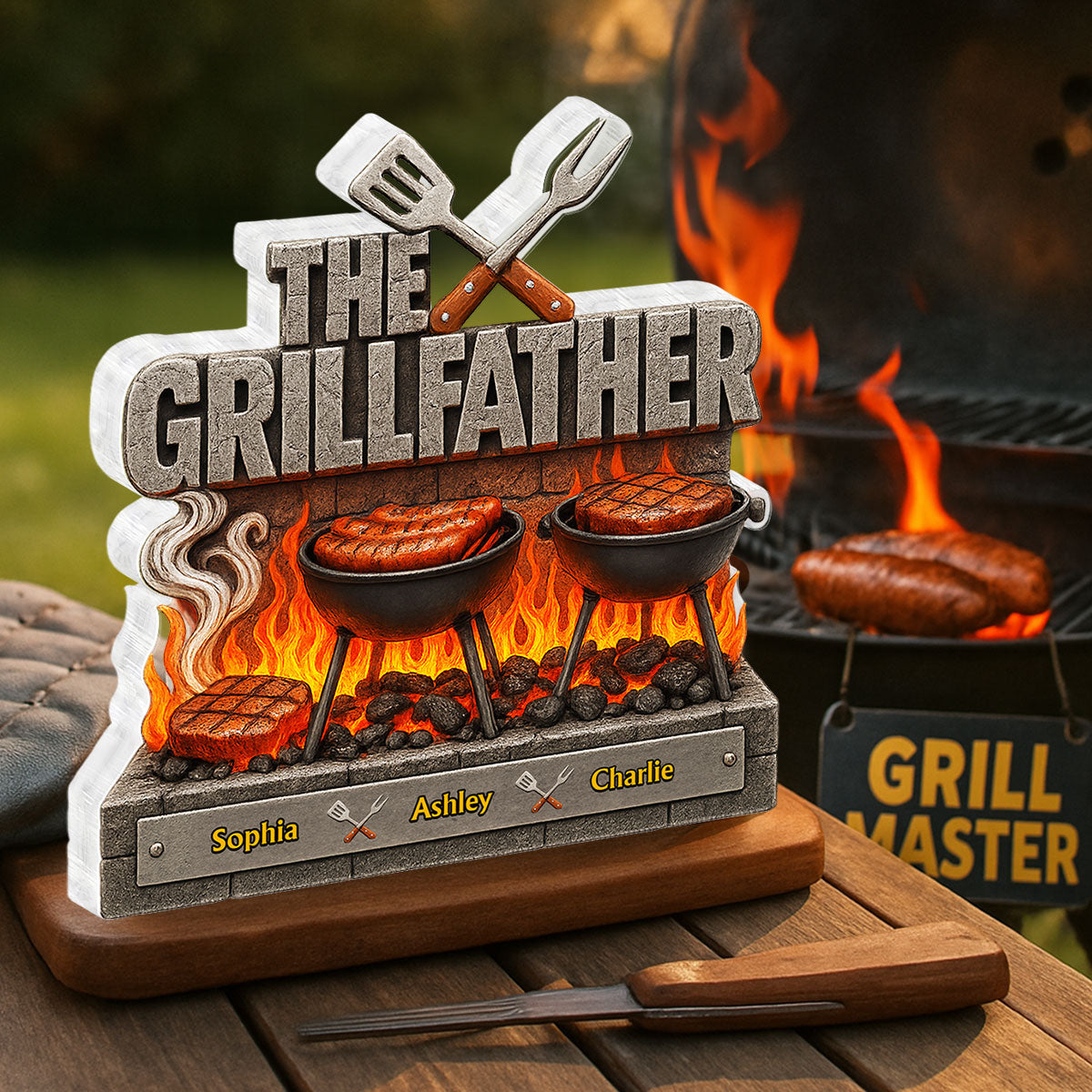 The Grillfather Personalized Custom Shaped Acrylic Block, Father's Day gift