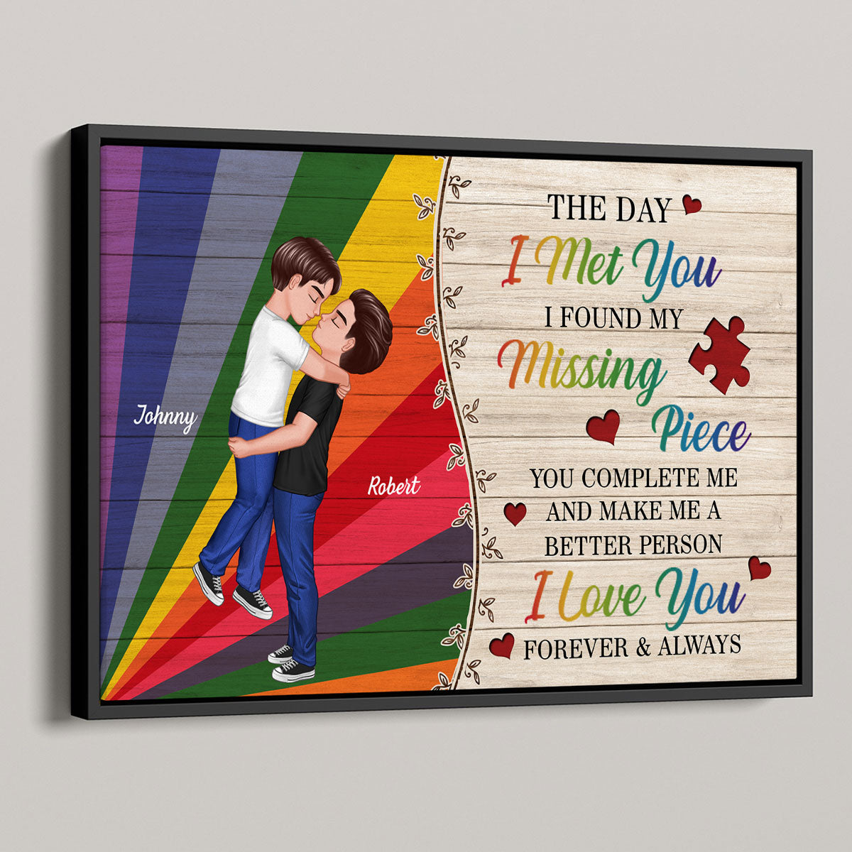 The Day I Met You LGBTQ Couple Personalized Poster, Pride Month Gift