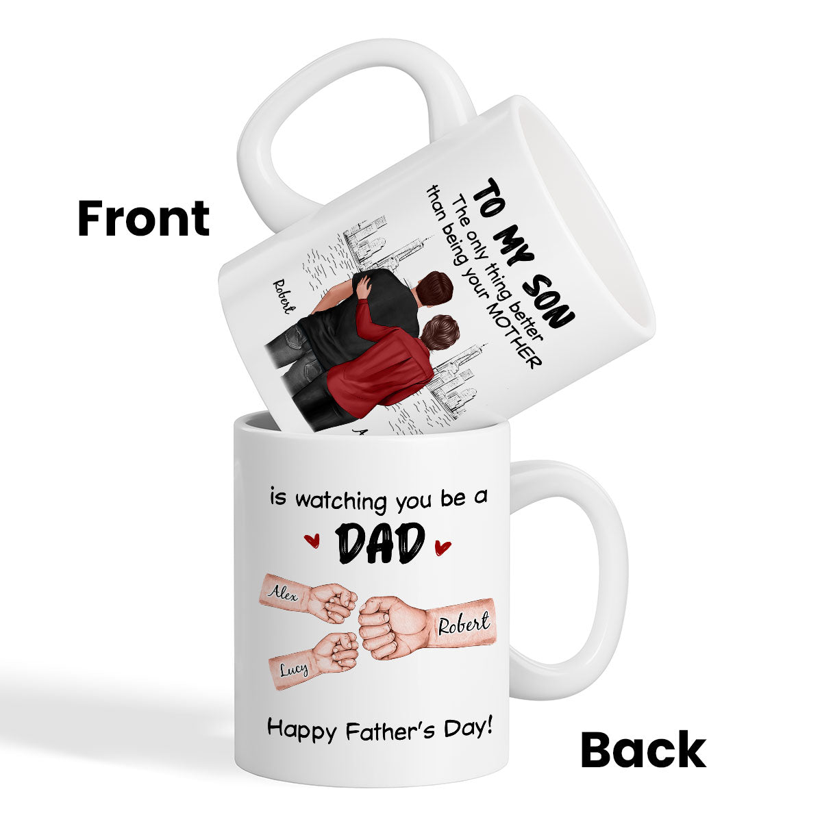 From Mom Dad To Son Watching You Be A Dad Fist Bump Personalized Mug, Gift For Son