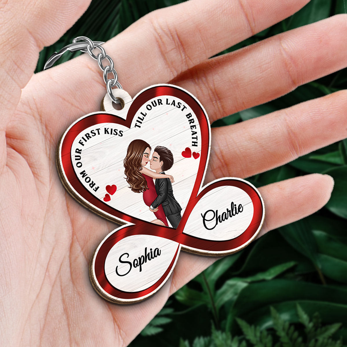 Infinity Heart Doll Couple Hugging Kissing You And Me We Got This Personalized Wooden Keychain