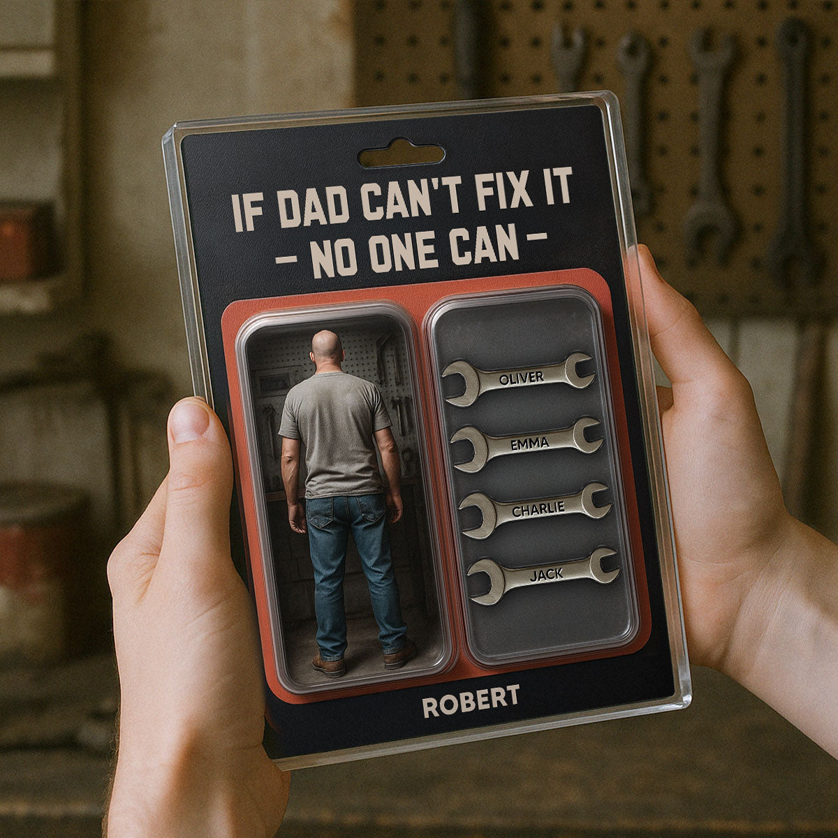 Garage DIY Mechanic Dad Grandpa Father's Day Gift Figure Style Personalized Acrylic Block Plaque