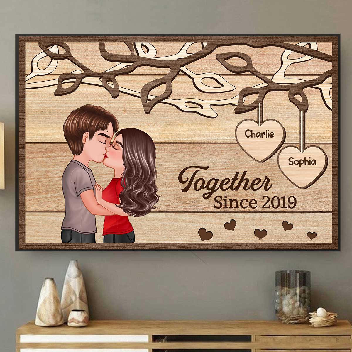 Couple Kissing Under Tree Personalized Poster