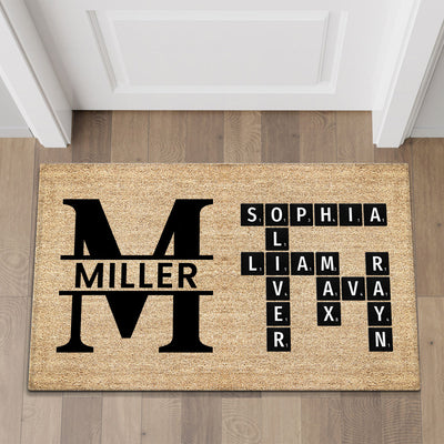 Family Crossword Art Created In A Moment Treasured Forever Personalized Doormat