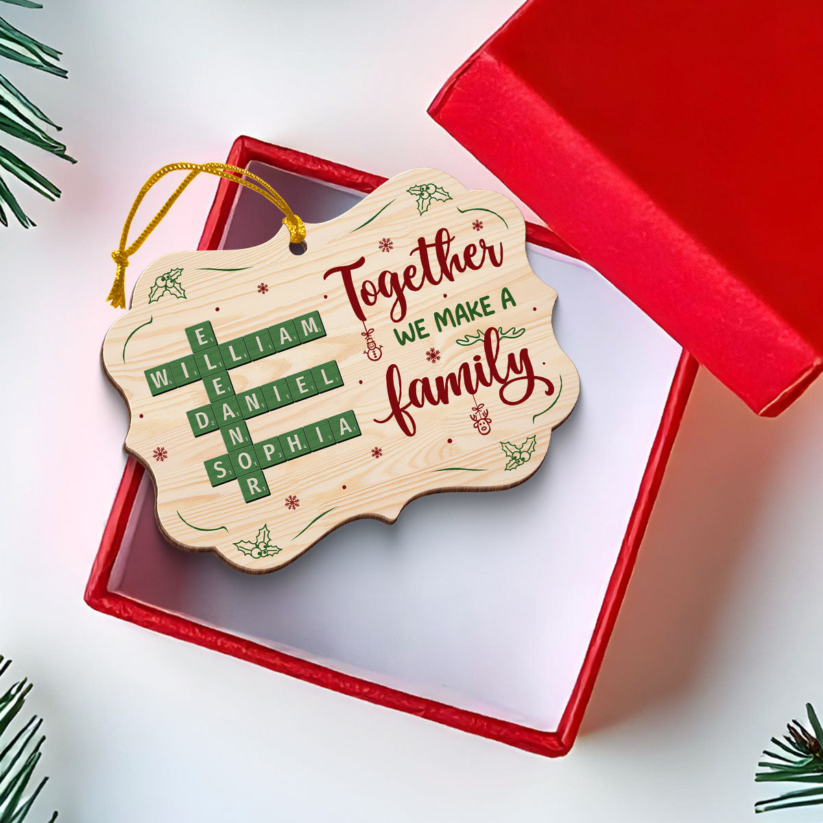 Together We Make A Family Crossword Puzzle Personalized Wooden Ornament, Christmas Gift for Husband Wife, Daughter Son, Grandma Grandpa
