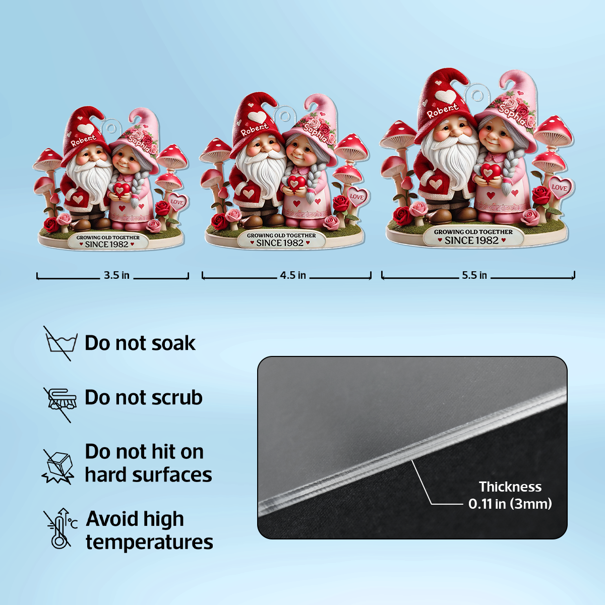 Gnome Mushroom Old Couple  Gift for him, Gift for her, Personalized Acrylic Car Hanger