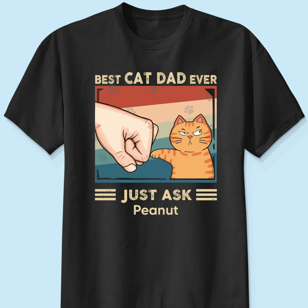 Retro Best Cat Dad Ever Fist Bump Funny Cute Cats Personalized Shirt