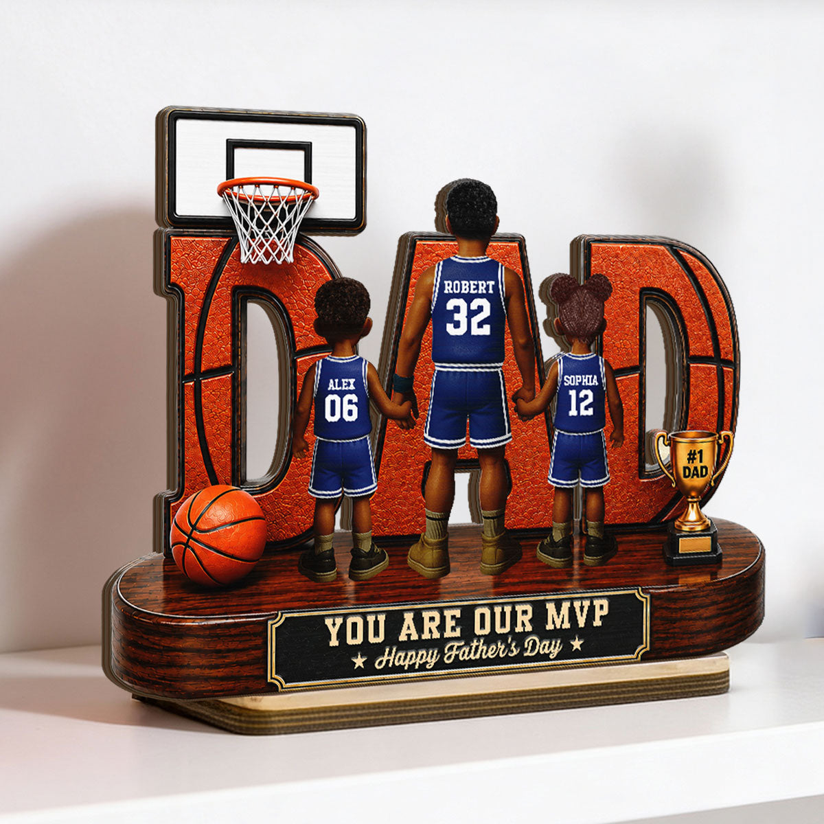 Basketball Dad Legend You Are Our MVP - Personalized 2-Layered Wooden Plaque - Unique Trending 2026 Father's Day Gift For Dad, Husband, Basketball Fans
