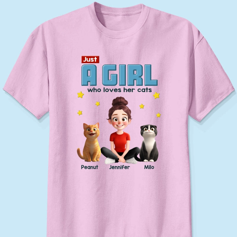 Just A Girl Who Loves Her Cat Cartoon Funny Cats Personalized Shirt