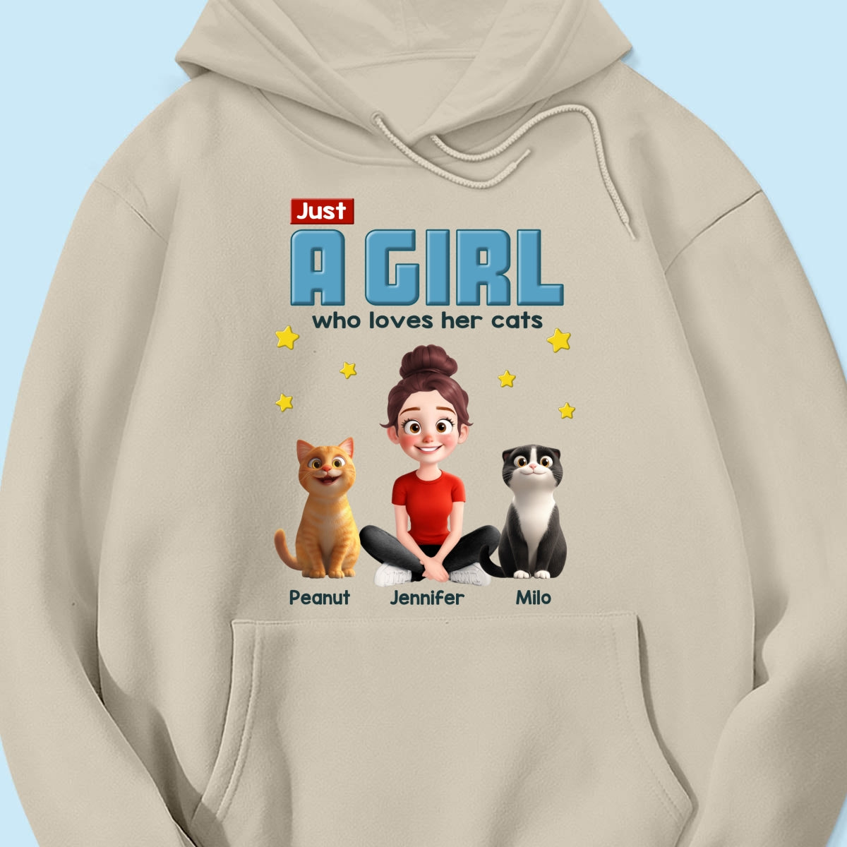 Just A Girl Who Loves Her Cat Cartoon Funny Cats Personalized Shirt