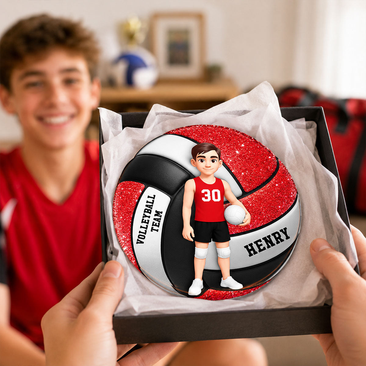 Volleyball Boy & Girl - Personalized Acrylic Locker Magnet - Back To School Gift For Daughters, Sons, Grandkids, Teenagers