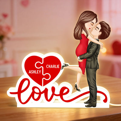 Couple Hugging Kissing Eternal Love - Personalized Light Box - Valentine's Day Gift For Him or Her
