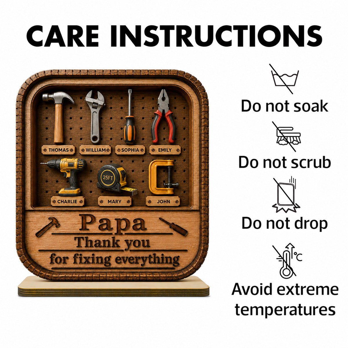 Dad Grandpa Tool Box - Personalized 2-Layered Wooden Plaque - Father's Day Gift For Dad, Husband