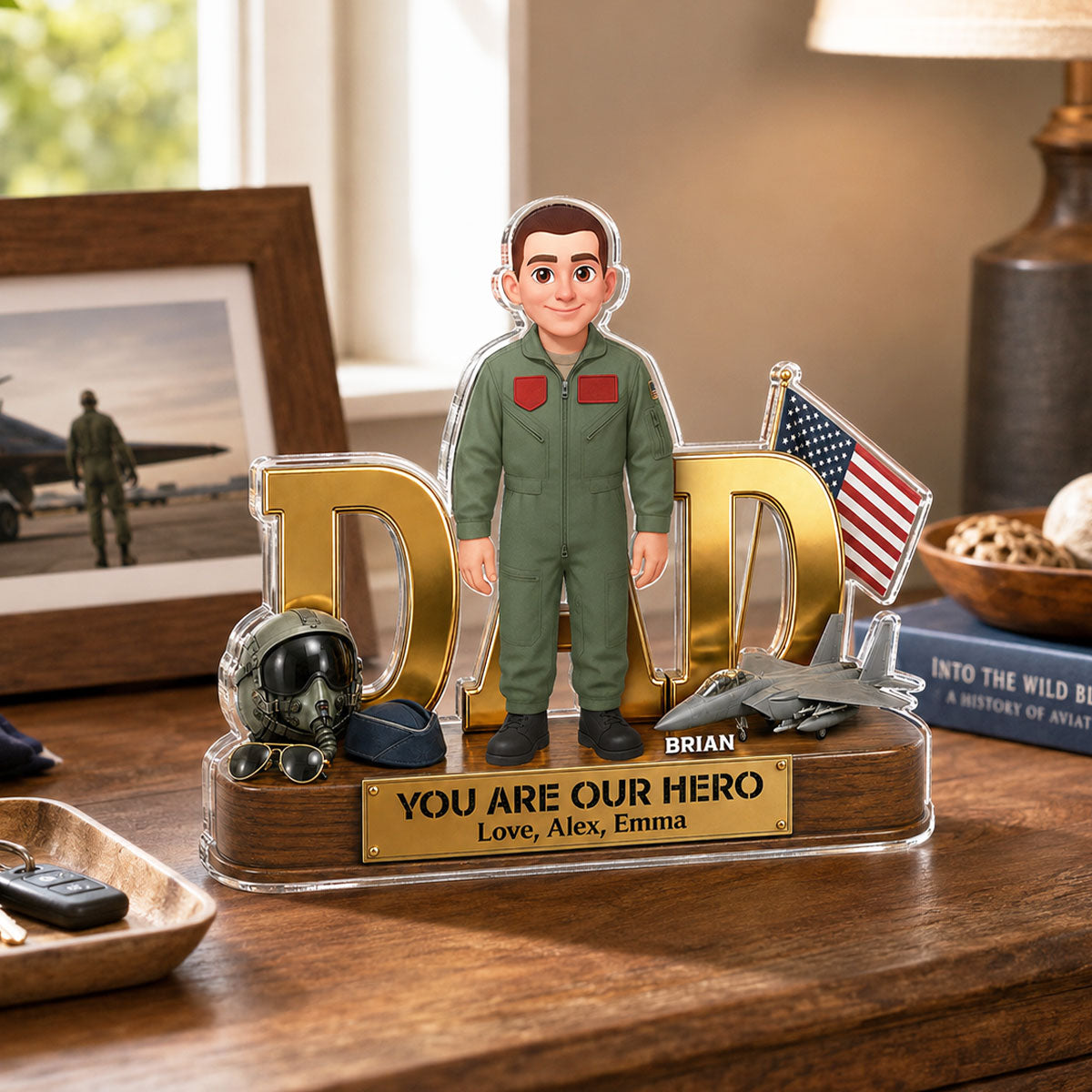 Proud American Air Force Dad You Are Our Hero - Personalized Acrylic Block Plaque - Father's Day Gift For Dad