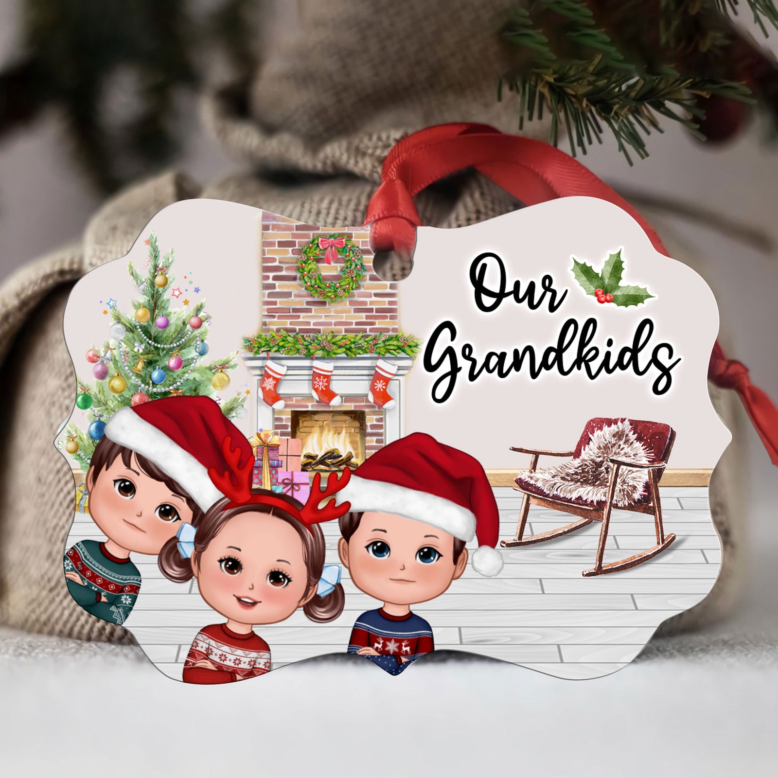Our Grandkids Christmas Peeking Doll Kids Gift For Grandma Grandpa Personalized Christmas Ornament