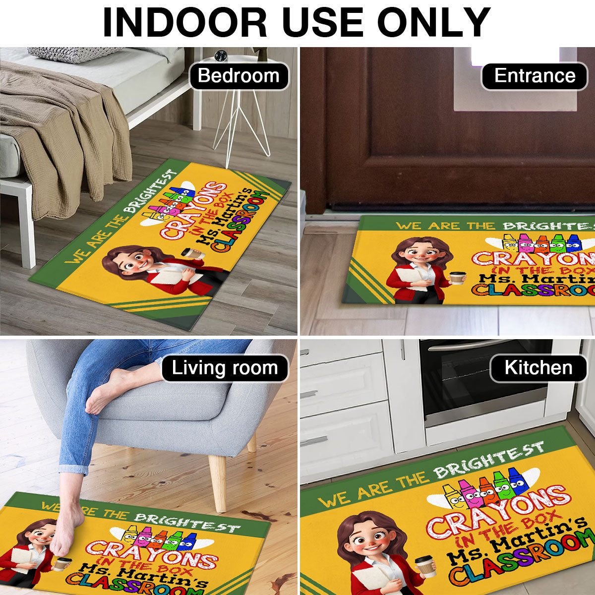 Crayon Box We're The Brightest Crayons Cute Cartoon Teacher Personalized Doormat