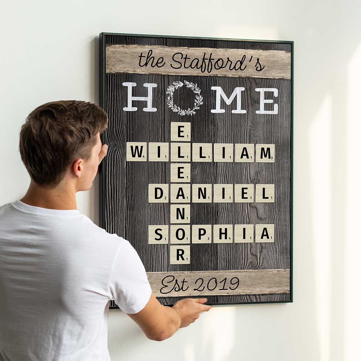 Personalized Family Name "Home" Poster, Crossword Puzzle Art, Family Decor