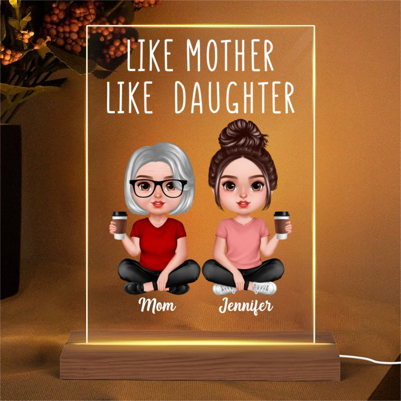 Realistic Doll Like Mother Like Daughter Personalized Rectangle Acrylic LED Night Light