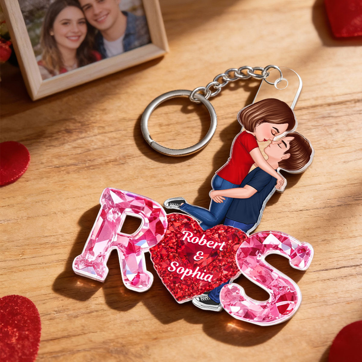 Loving Couple Initial - Personalized Acrylic Keychain - One of a Kind Gift for Her, Gift for Him