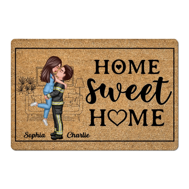 Couple Valentine‘s Day Gifts by Occupation Gift For Her Gift For Him Firefighter, Nurse, Police Officer Personalized Doormat