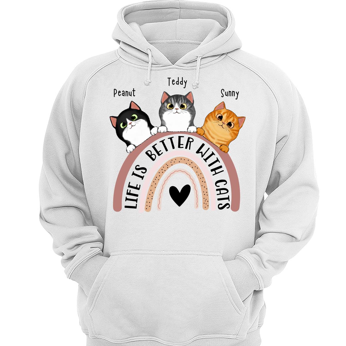 Life Is Better With Cats Boho Rainbow Personalized Shirt