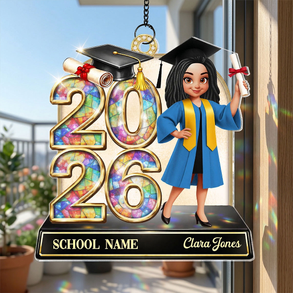 Senior Class Of 2026 2027 Graduate Keepsake 2D Flat - Personalized Acrylic Window Hanging - Graduation Gift For Daughter