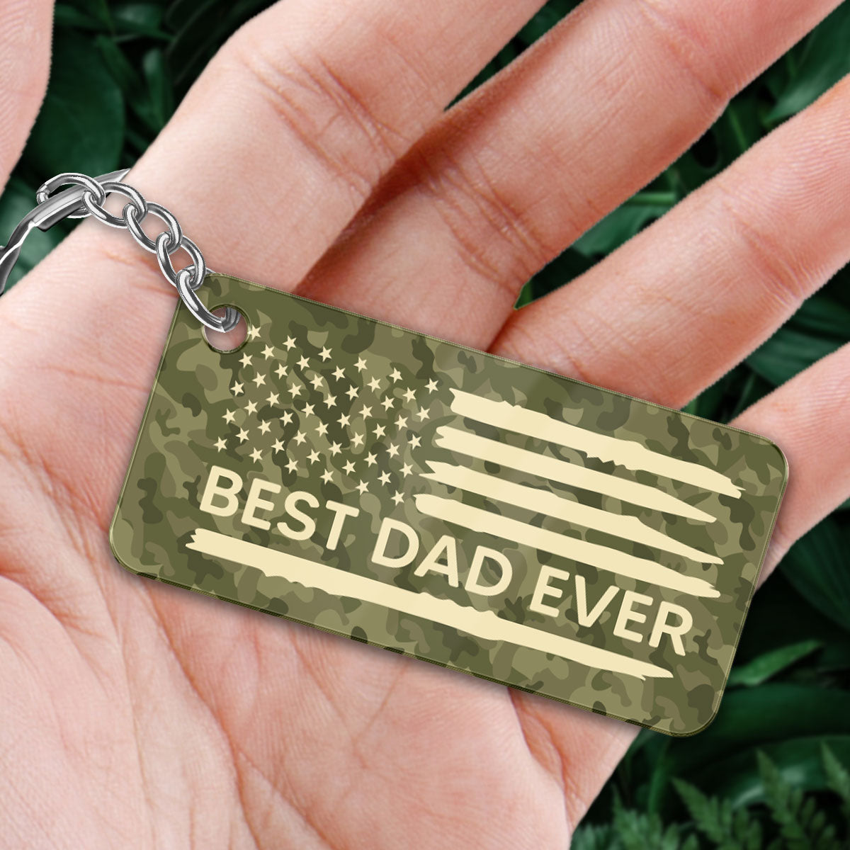 Best Dad Ever Nation Flag Camouflage Fist Bump Outline Personalized Acrylic Keychain