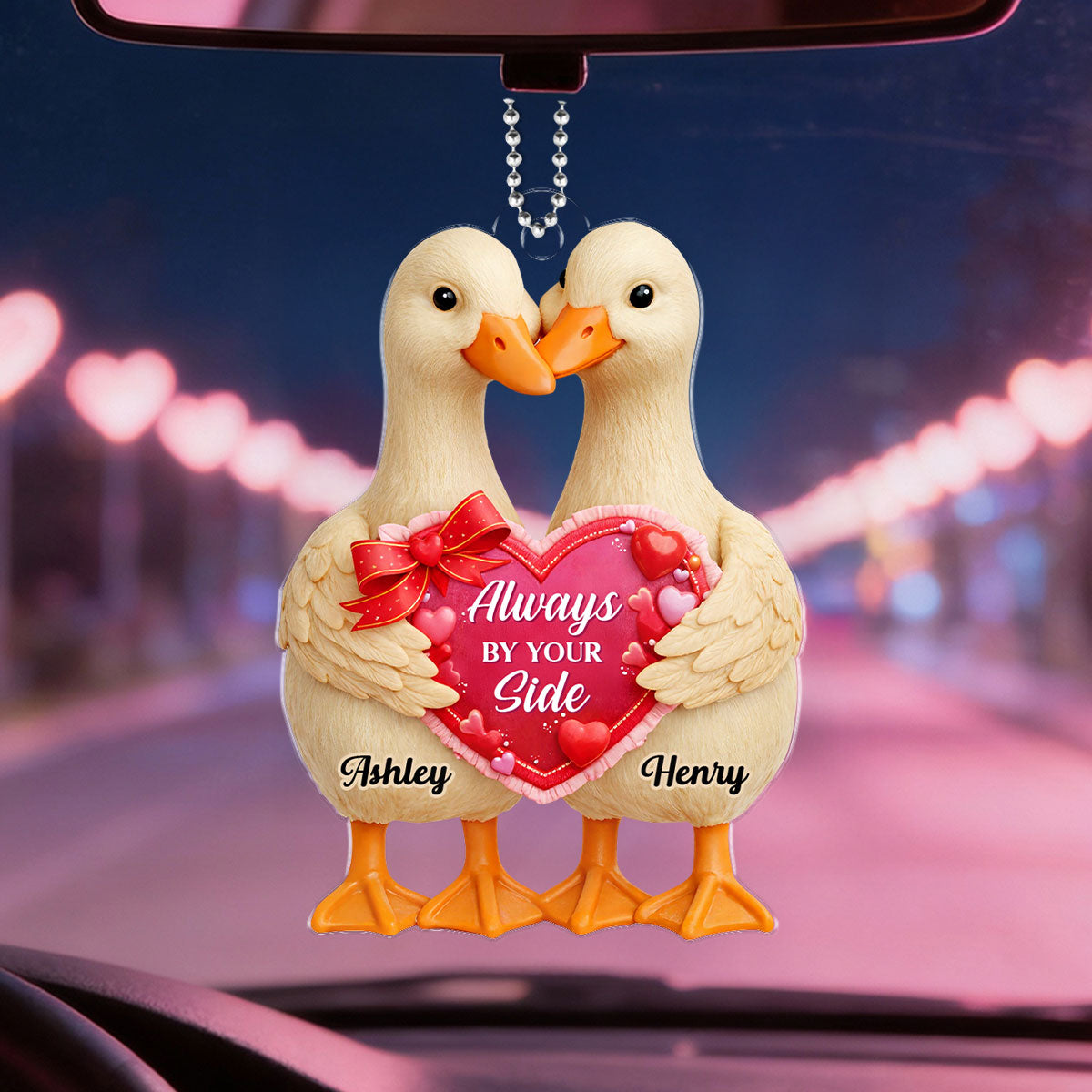 Two Hearts One Love - Personalized Car Hanger - Valentine's Gift For Him, For Her, For Couple