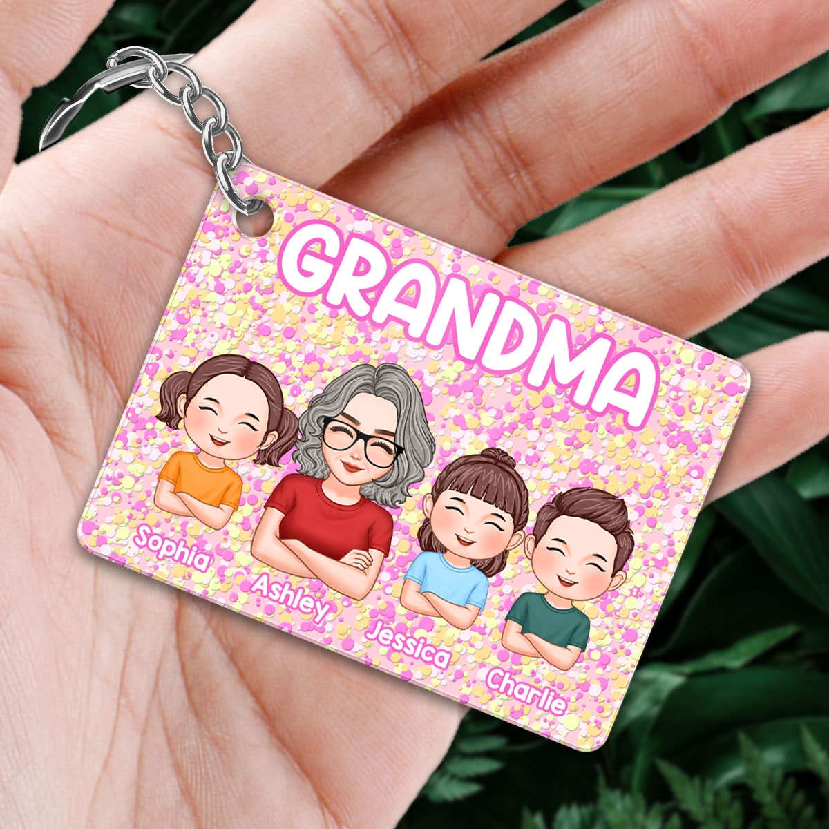 Colorful Patterns This Grandma Belongs To Grandkids Personalized Acrylic Keychain