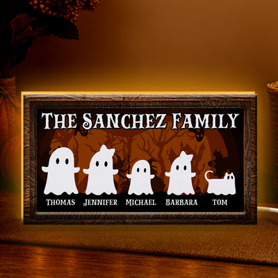 Halloween Ghost Family Tabletop Tiered Tray Decor Personalized LED Light Box