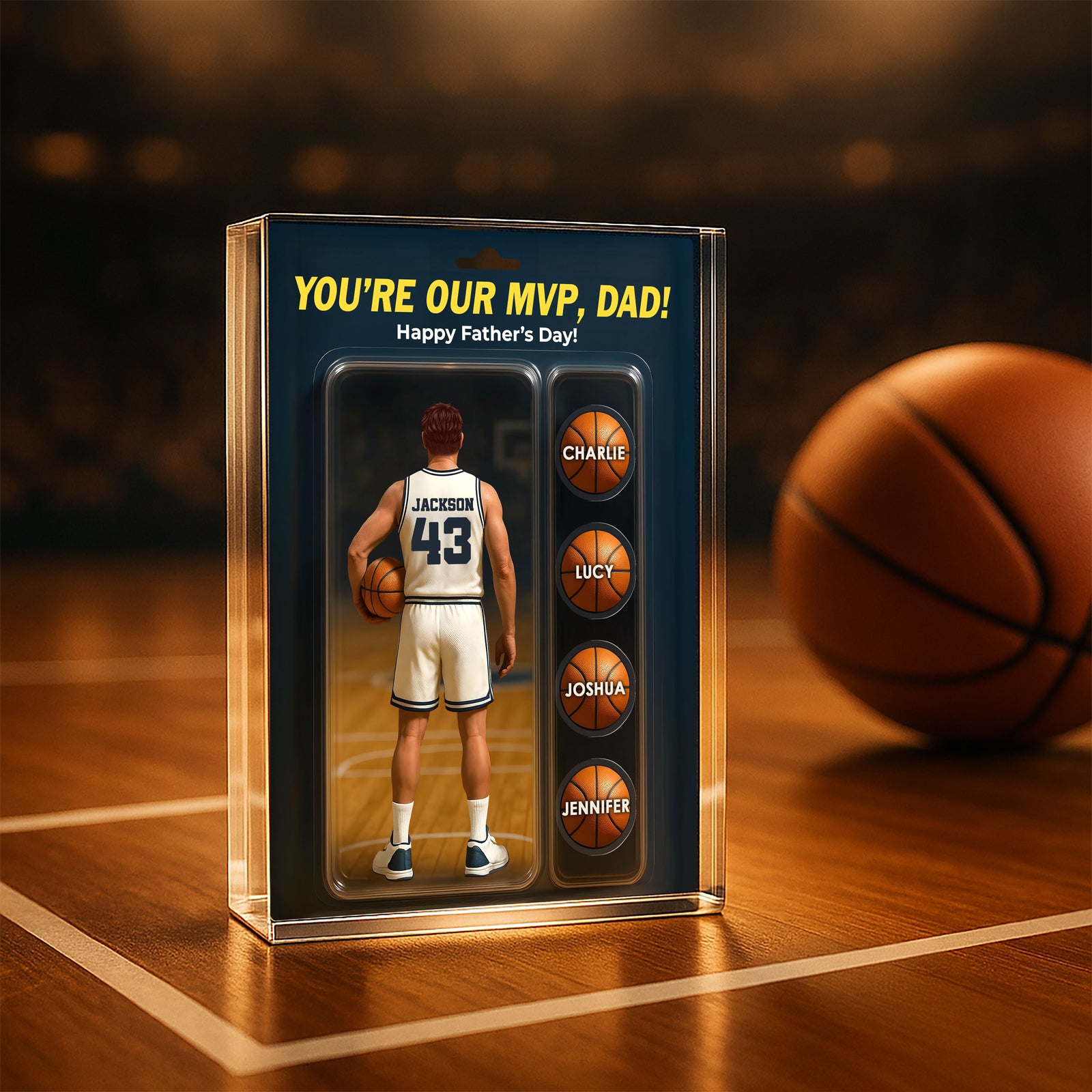 You're My MVP Dad Basketball With Kids' Names Custom Figure Personalized Acrylic Block Plaque, Perfect Father's Day Gift For Him, For Basketball Dad