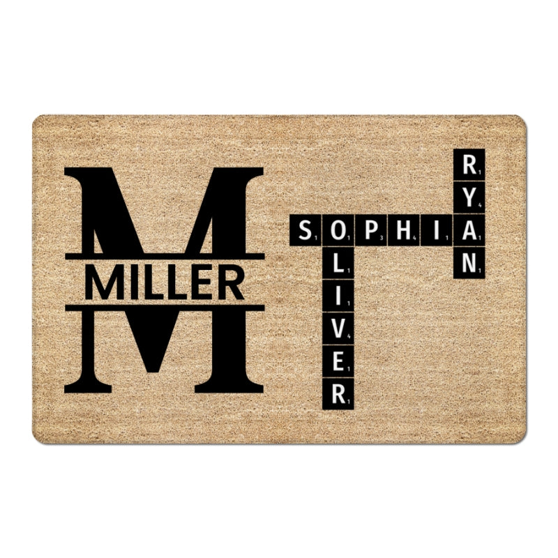Family Crossword Art Created In A Moment Treasured Forever Personalized Doormat