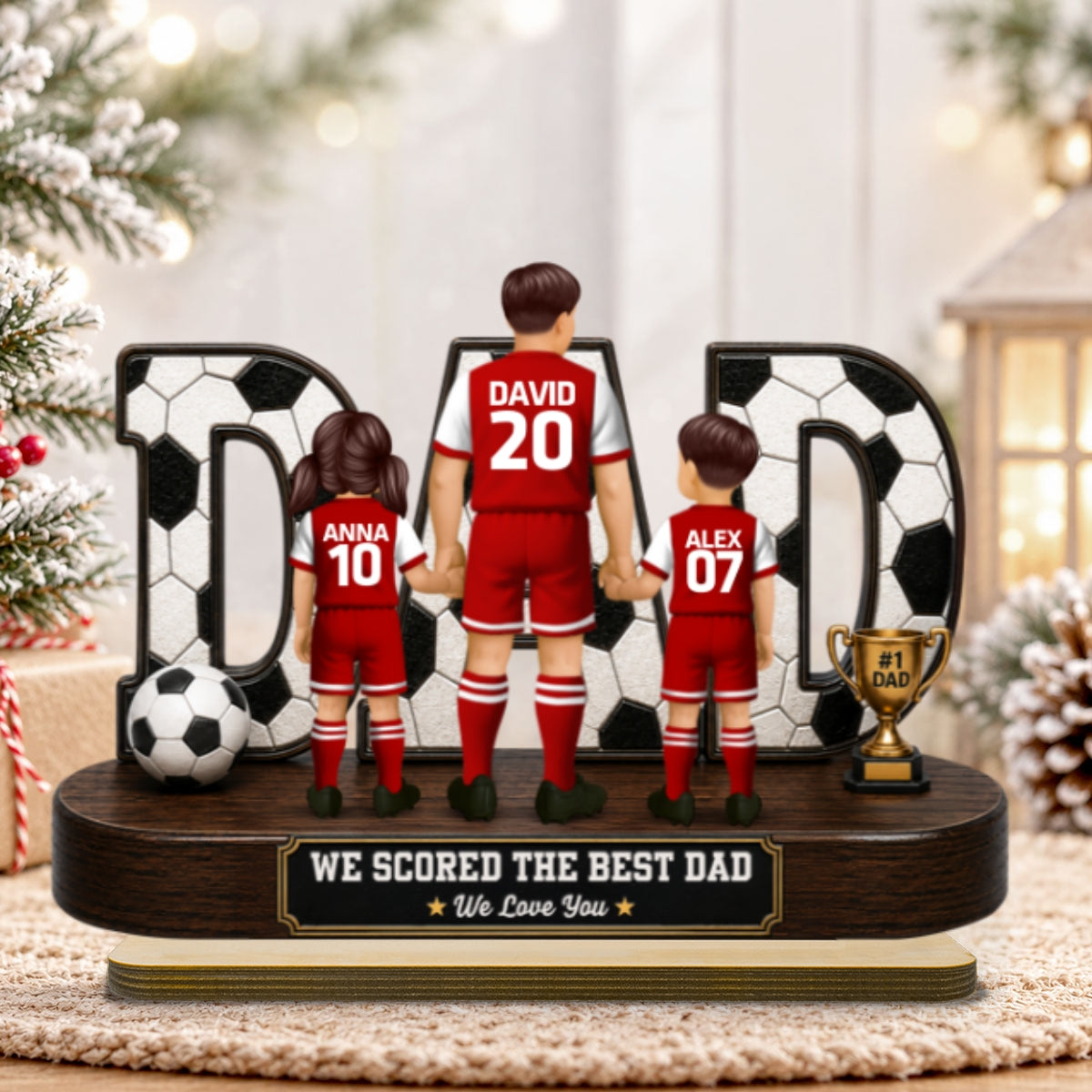 Soccer Dad Legend We Scored The Best Dad Back View - Personalized 2-Layered Wooden Plaque - Christmas Gift For Dad, Husband, Soccer Lovers