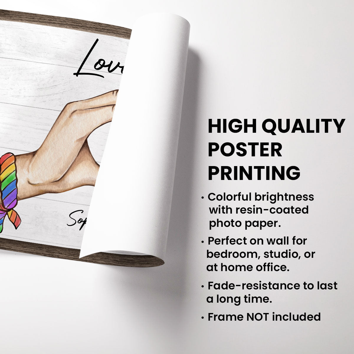 Pride Month LGBT Couple Heart Hands Personalized Poster, Gift For Couple