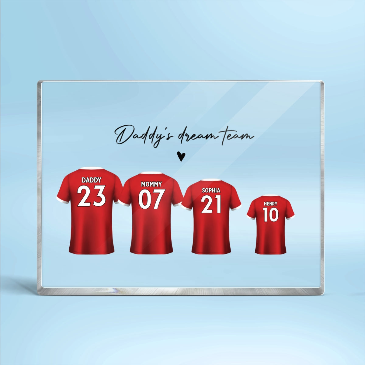 Daddy's Team Soccer Shirt Personalized Acrylic Block Plaque