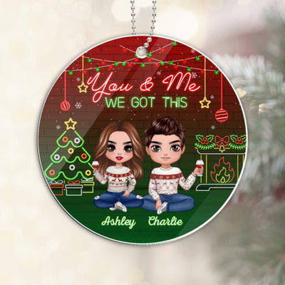 Doll Couple Sitting Neon Style Personalized Acrylic Ornament