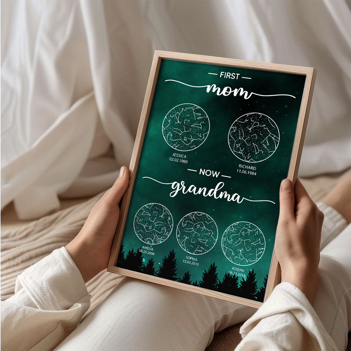 Constellation First Mom Now Grandma Personalized Poster, Custom Star Map, Heartfelt Gift For Mom, For Grandma