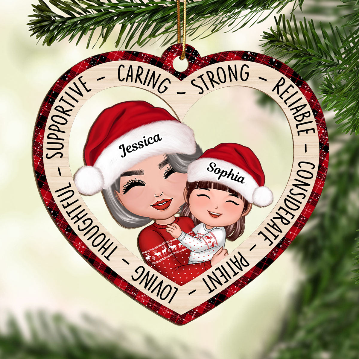 Grandma Holding Grandkid Personalized Wooden Ornament