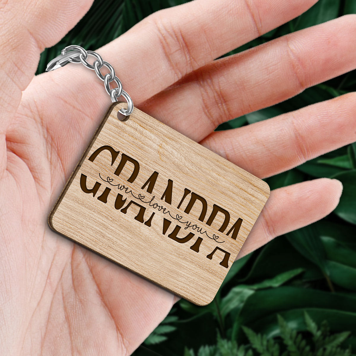 Best Grandpa Ever Back View Walking Man & Kids Personalized Wooden Keychain